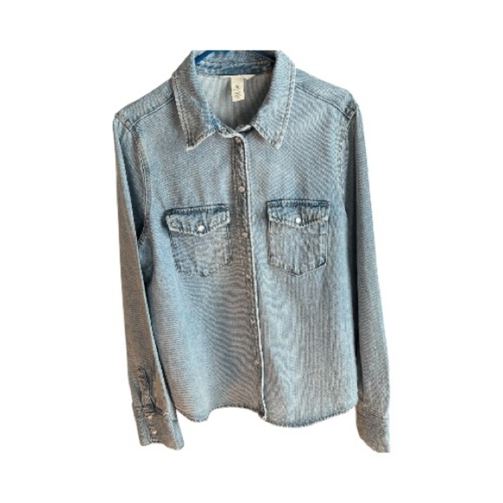 Denim snap Button-Up Shacket